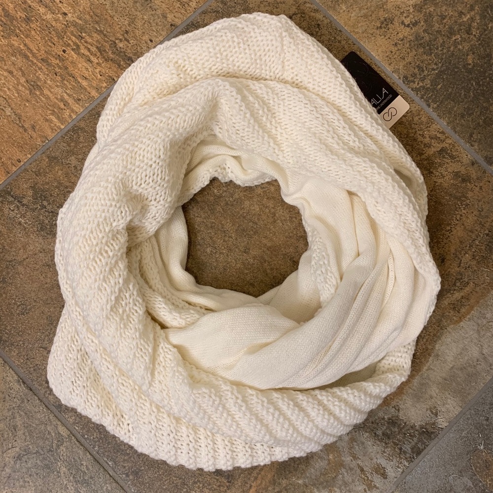 NWT CALIA Solid Mixed Knit Infinity Scarf - Egret